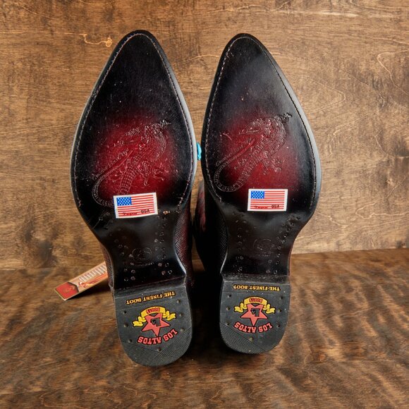 Los Altos Men's Black Cherry Teju Lizard Cowboy Boots 990718 Sz 10 EE STUNNING! - Picture 12 of 14